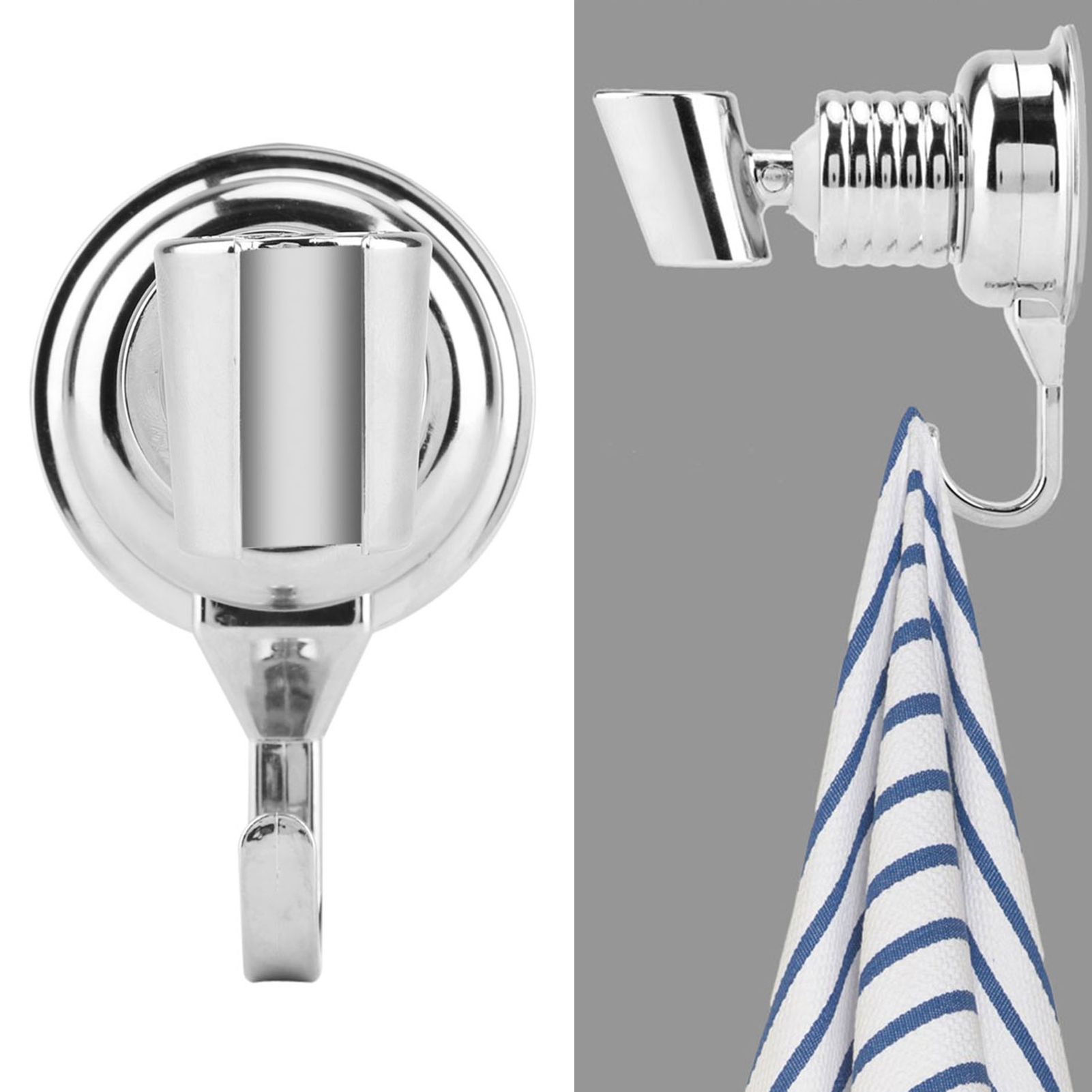 Strong Suction Cup Adjustable Shower Head Holder with Towel Hook Bathroom Wall view 11