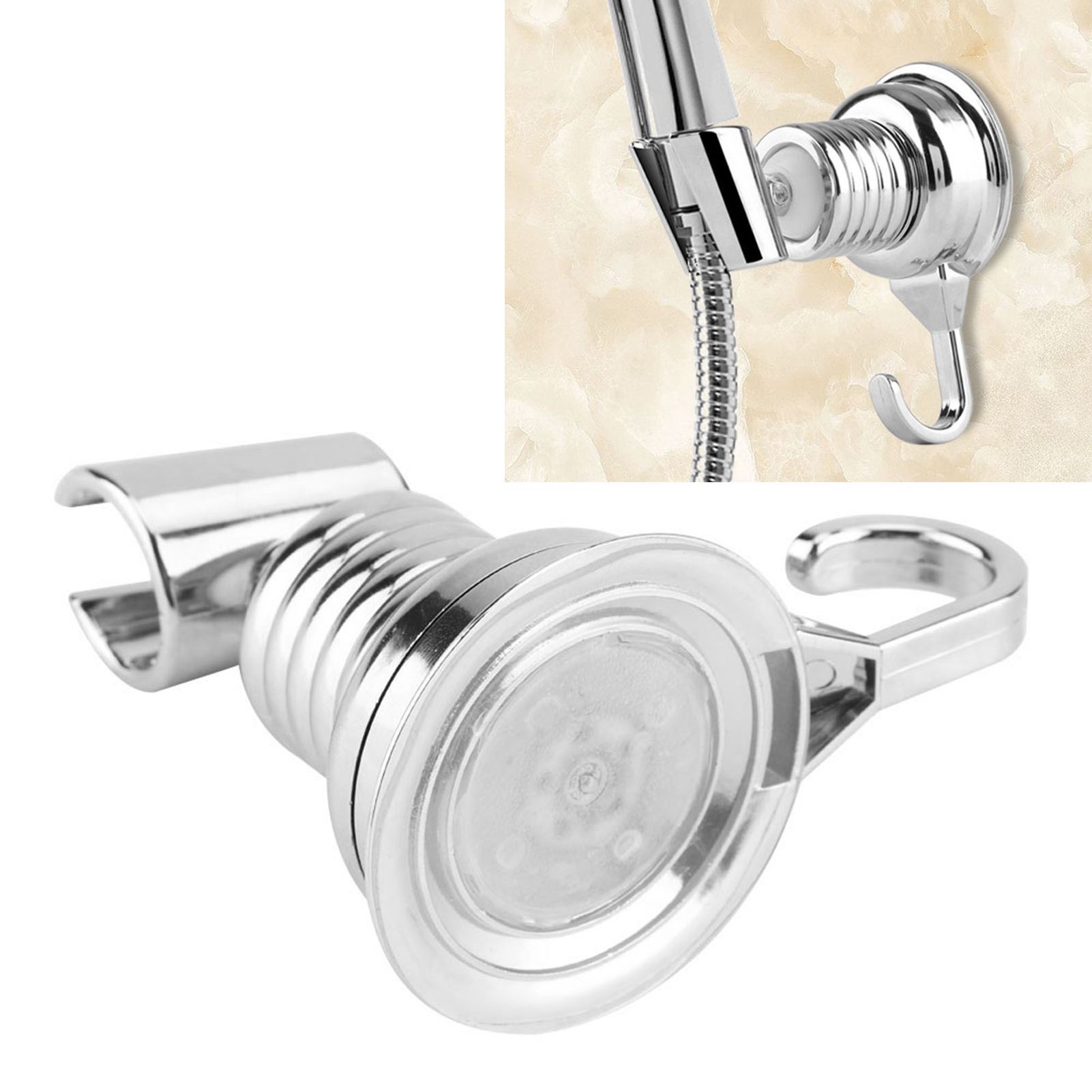 Strong Suction Cup Adjustable Shower Head Holder with Towel Hook Bathroom Wall view 12