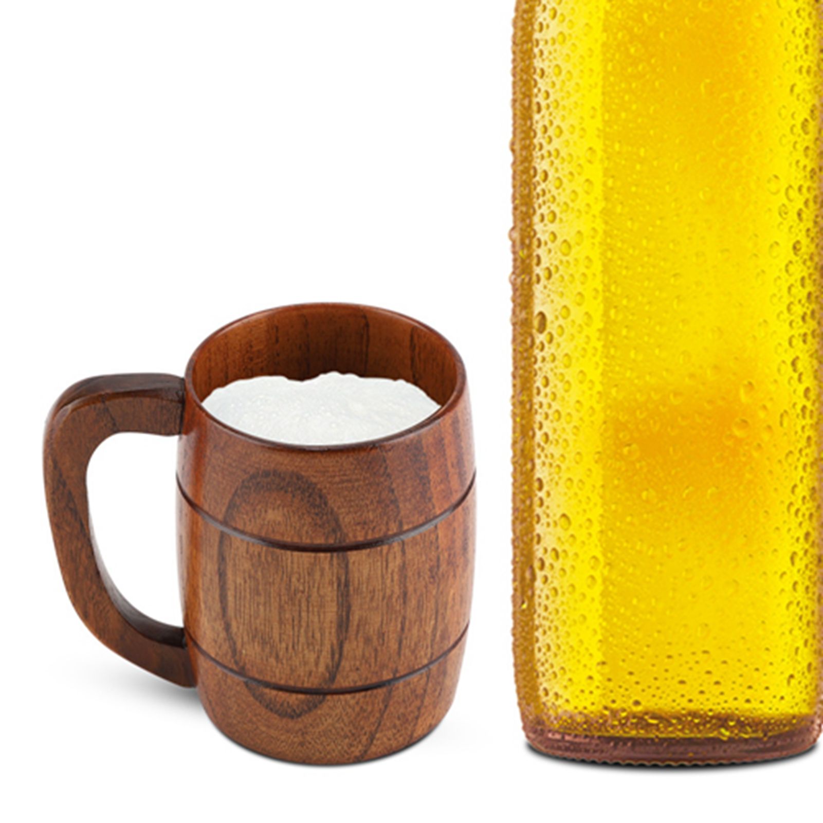Natural Wooden Beer Cup Retro Big Capacity Tea Water Classic Wood Drinking Mug view 9