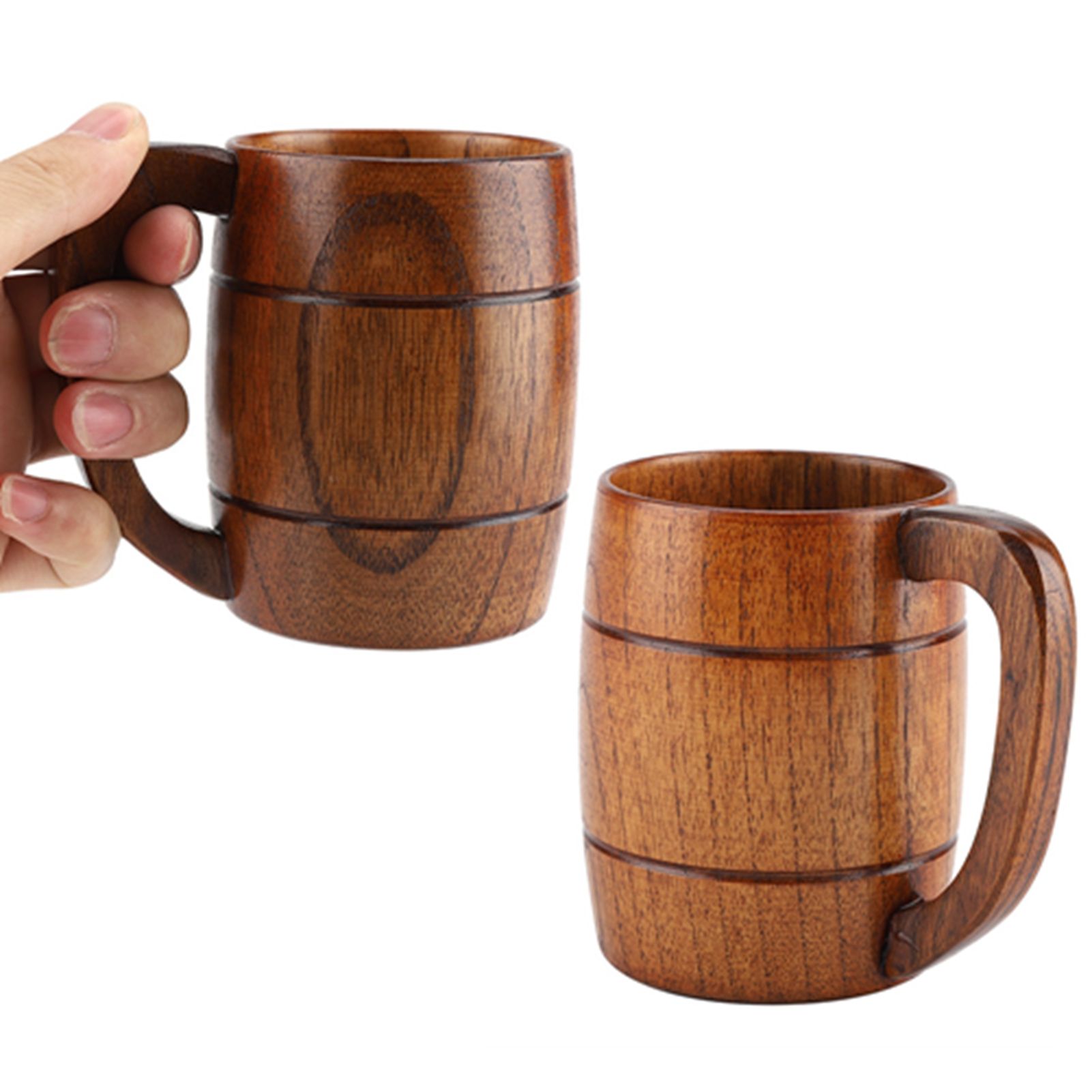 Natural Wooden Beer Cup Retro Big Capacity Tea Water Classic Wood Drinking Mug view 10