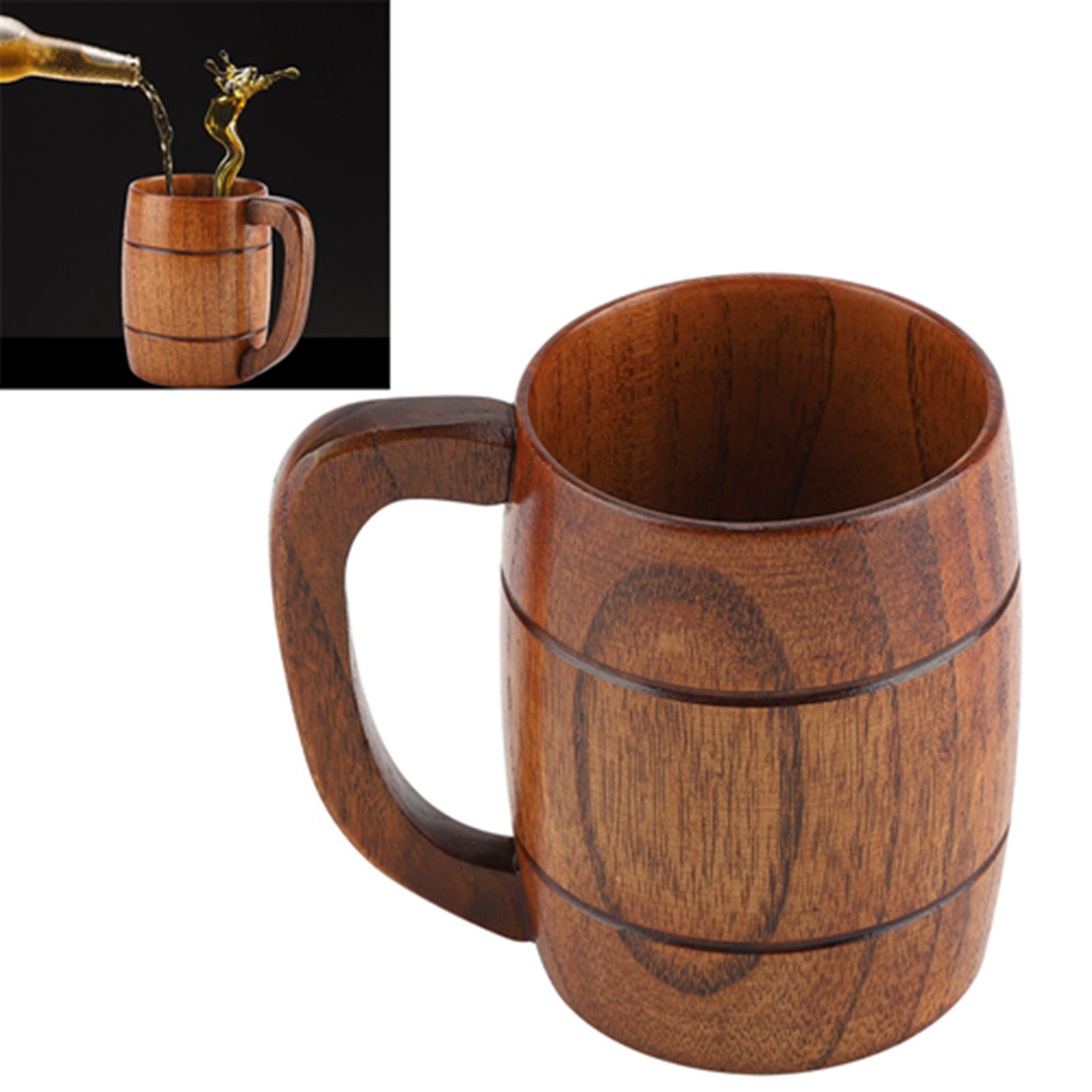 Natural Wooden Beer Cup Retro Big Capacity Tea Water Classic Wood Drinking Mug view 11