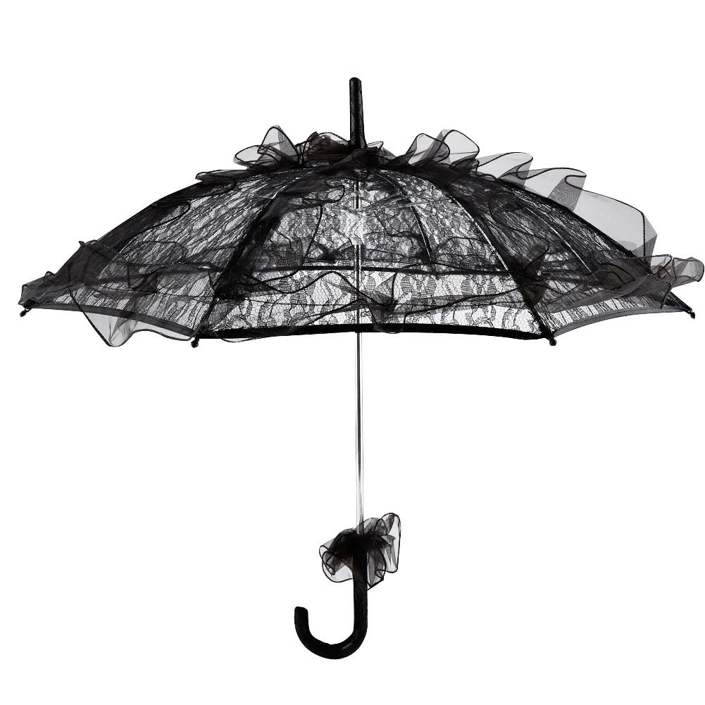 Black Color Lace Umbrella Parasol for Lady Women Party Decor Dancing
