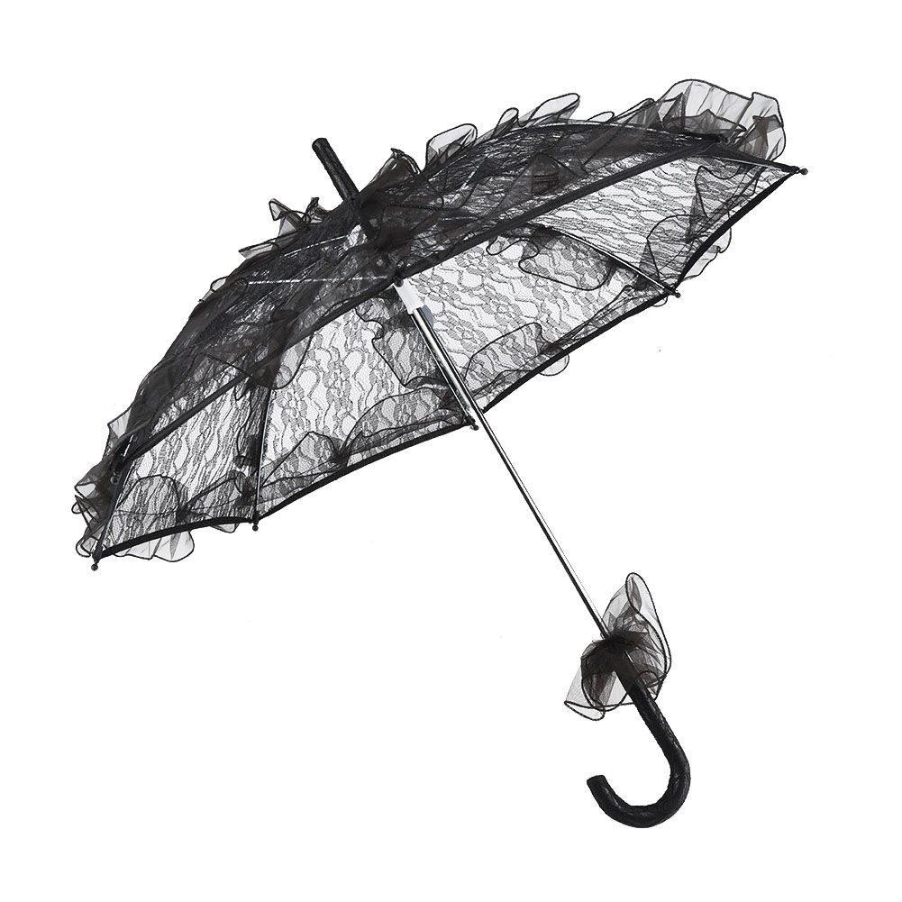 Black Color Lace Umbrella Parasol for Lady Women Party Decor Dancing view 2