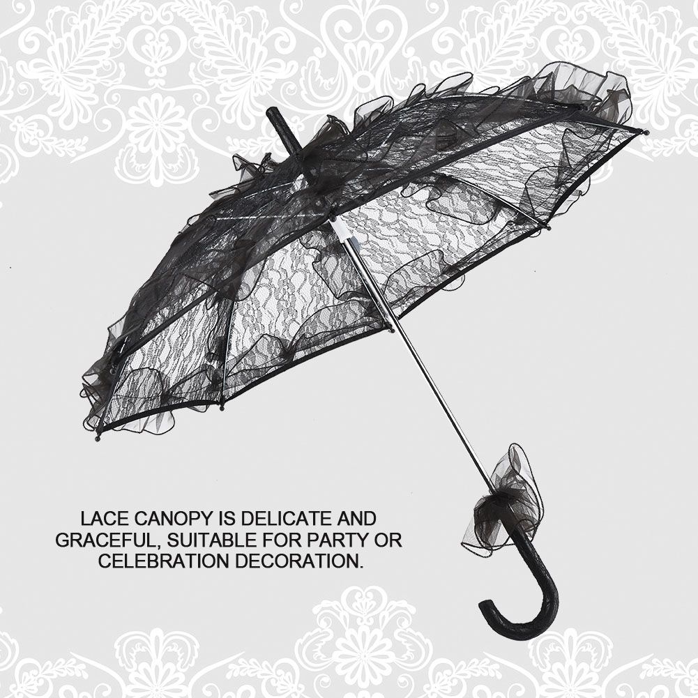 Black Color Lace Umbrella Parasol for Lady Women Party Decor Dancing view 7