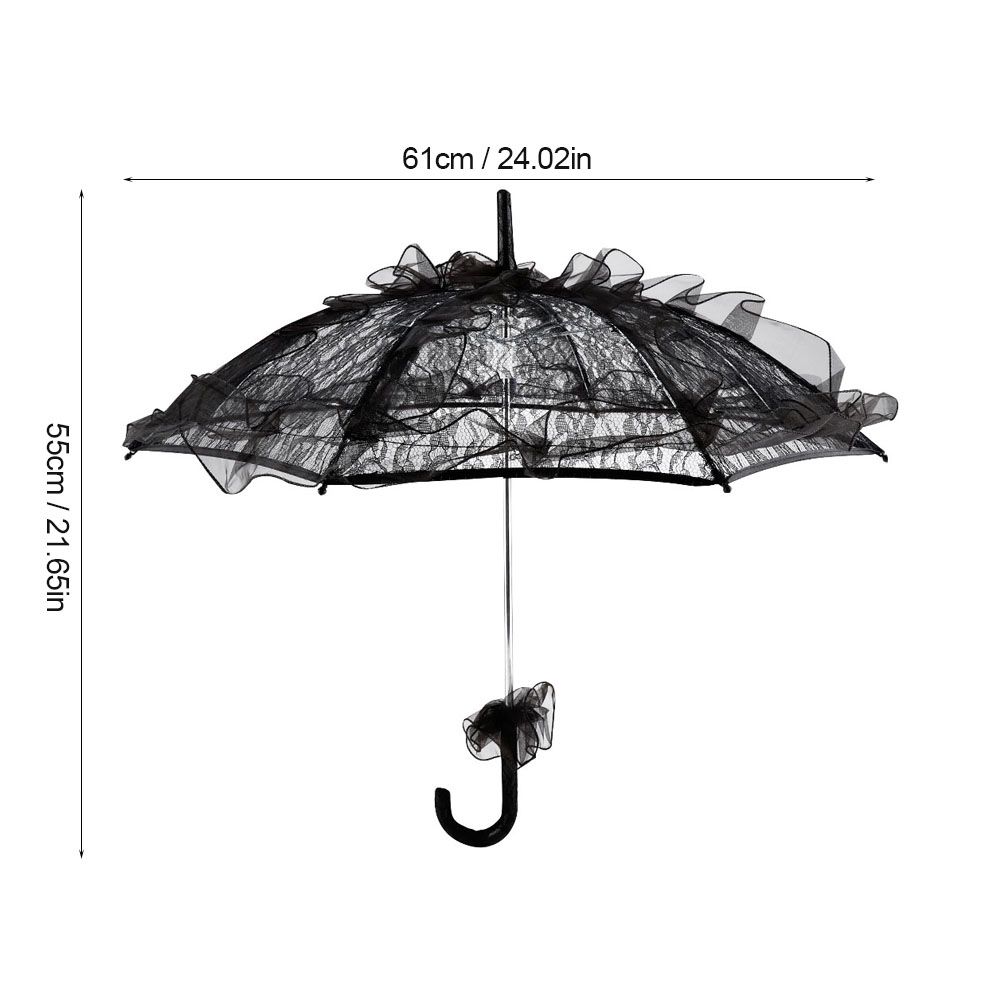 Black Color Lace Umbrella Parasol for Lady Women Party Decor Dancing view 9