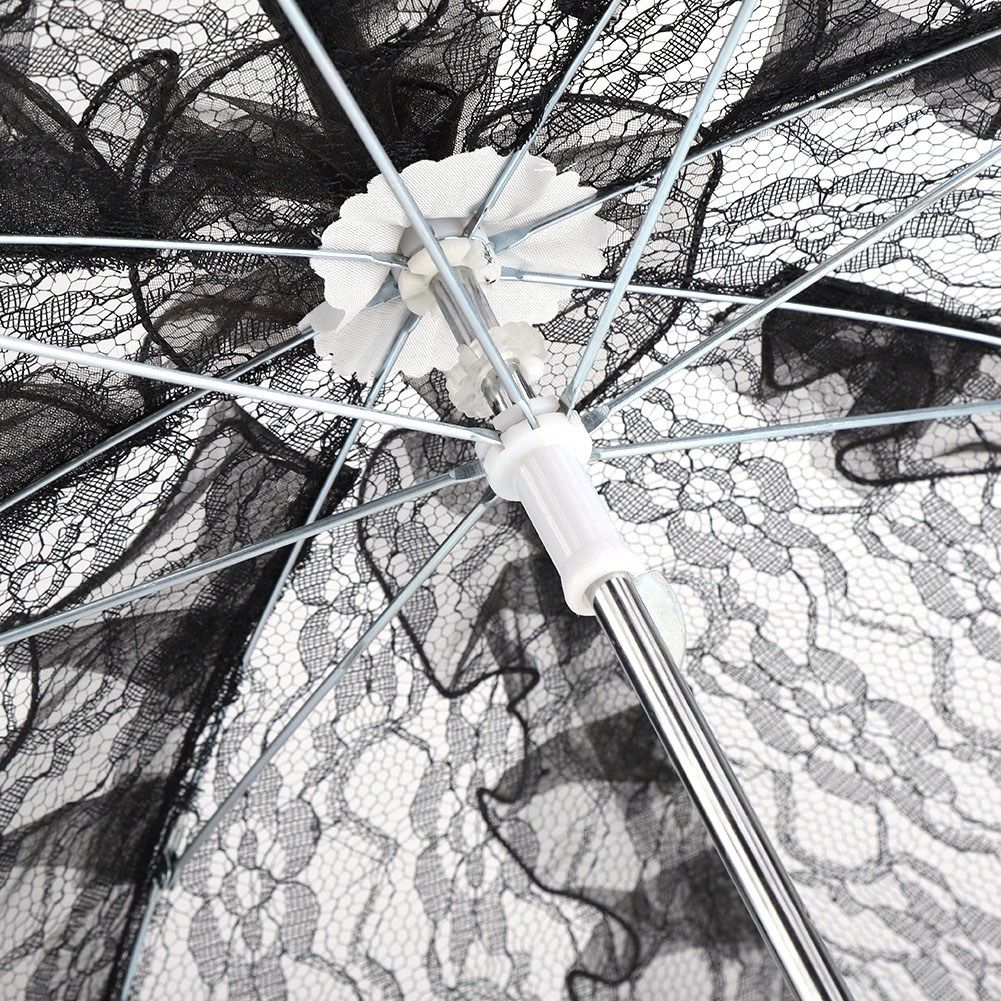 Black Color Lace Umbrella Parasol for Lady Women Party Decor Dancing view 15