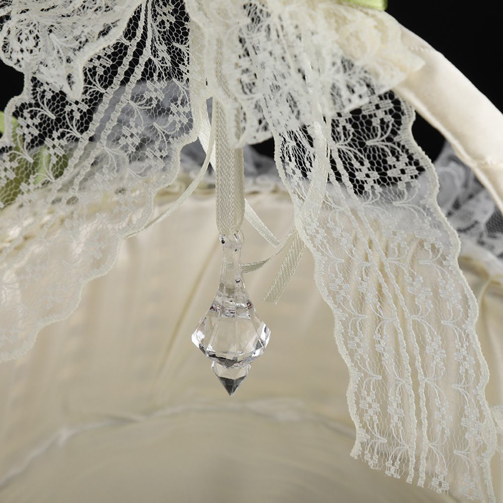 Romantic Lace Flower Girl Basket Bamboo Satin Bowknot Bridal Baskets for view 13