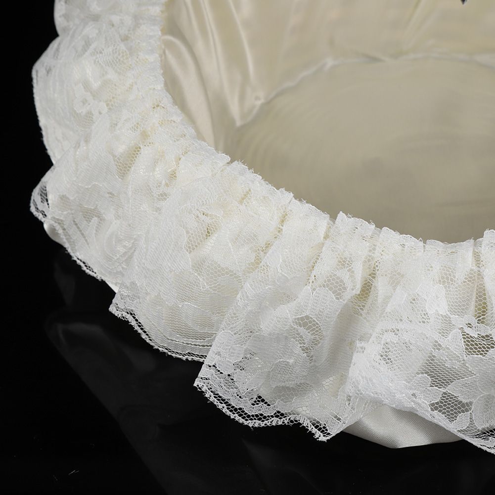 Romantic Lace Flower Girl Basket Bamboo Satin Bowknot Bridal Baskets for view 15