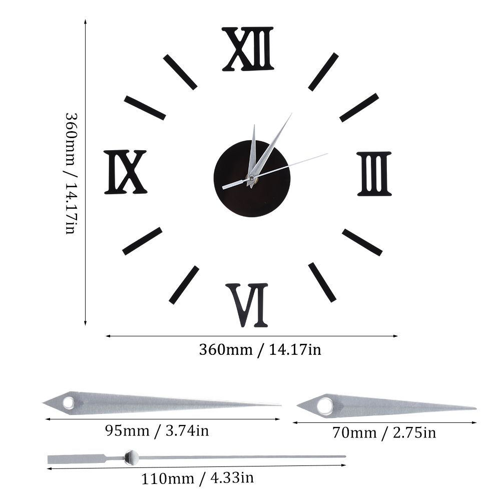 Frameless DIY Wall Clock 3D Mirror Wall Clock Mute Wall Stickers for Living view 2