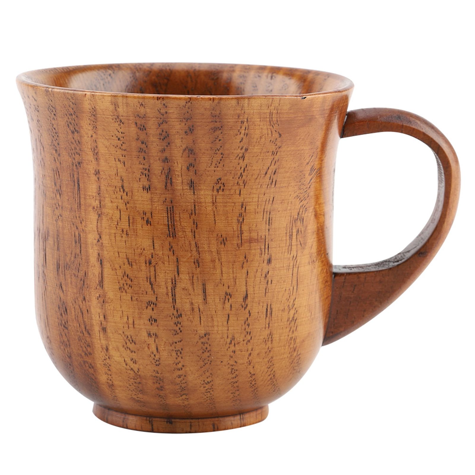 Portable Natural Wood Cup with Handle Wooden Teacup Coffee Beer Juice Drinking