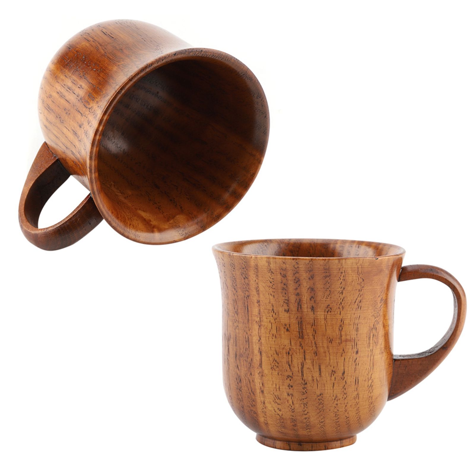 Portable Natural Wood Cup with Handle Wooden Teacup Coffee Beer Juice Drinking view 9
