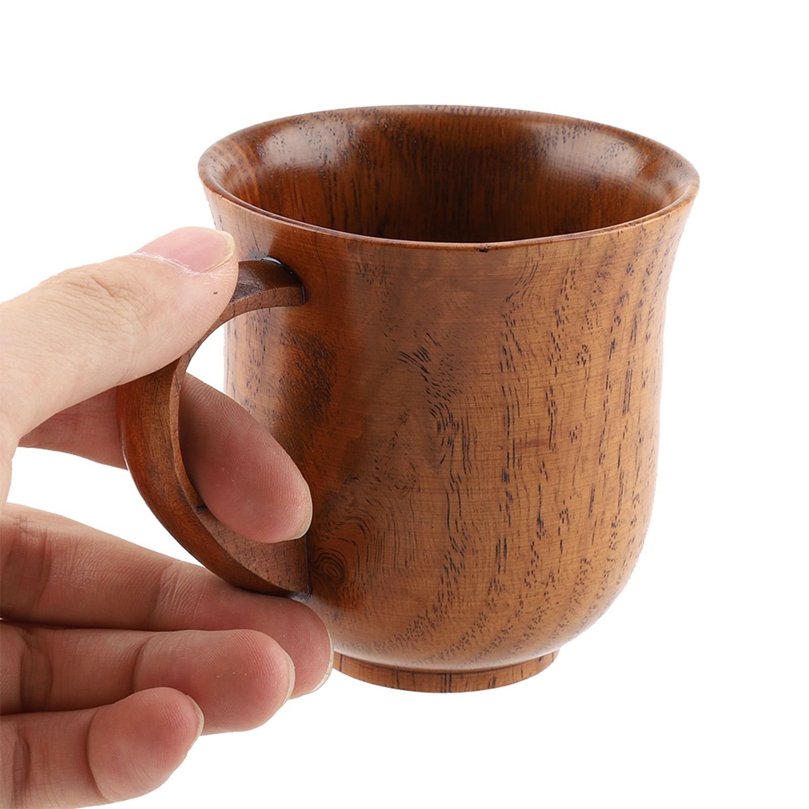 Portable Natural Wood Cup with Handle Wooden Teacup Coffee Beer Juice Drinking view 10