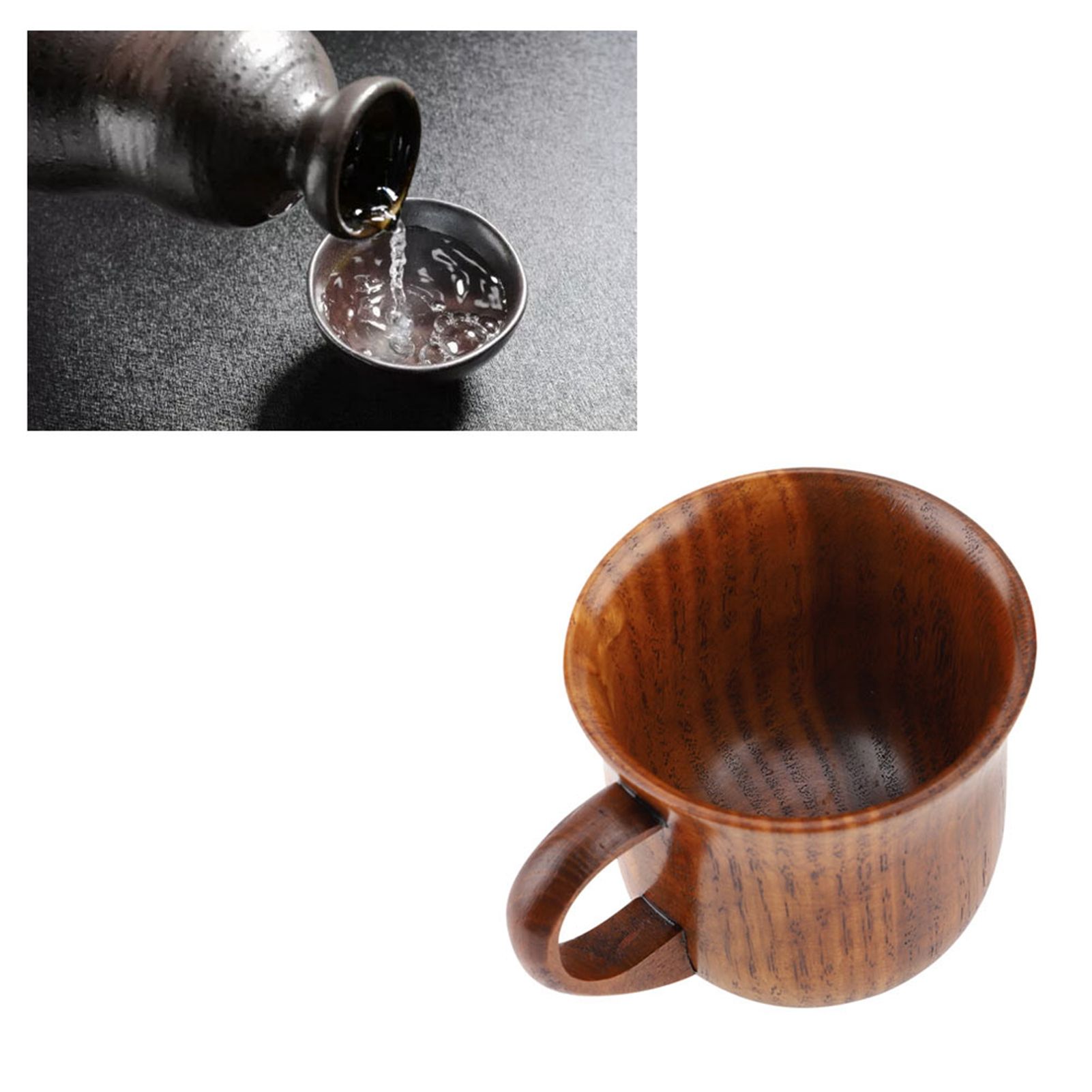 Portable Natural Wood Cup with Handle Wooden Teacup Coffee Beer Juice Drinking view 11