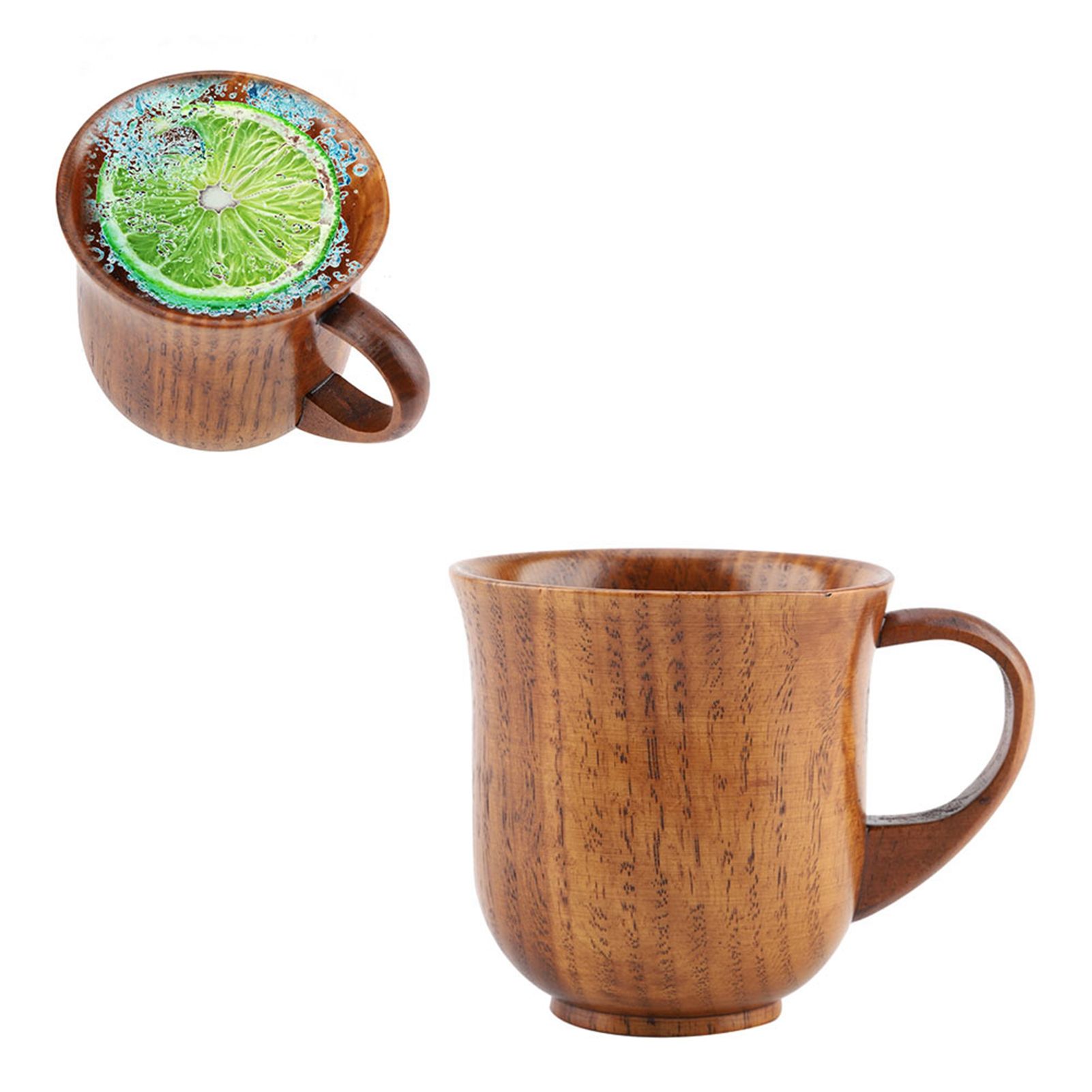 Portable Natural Wood Cup with Handle Wooden Teacup Coffee Beer Juice Drinking view 12