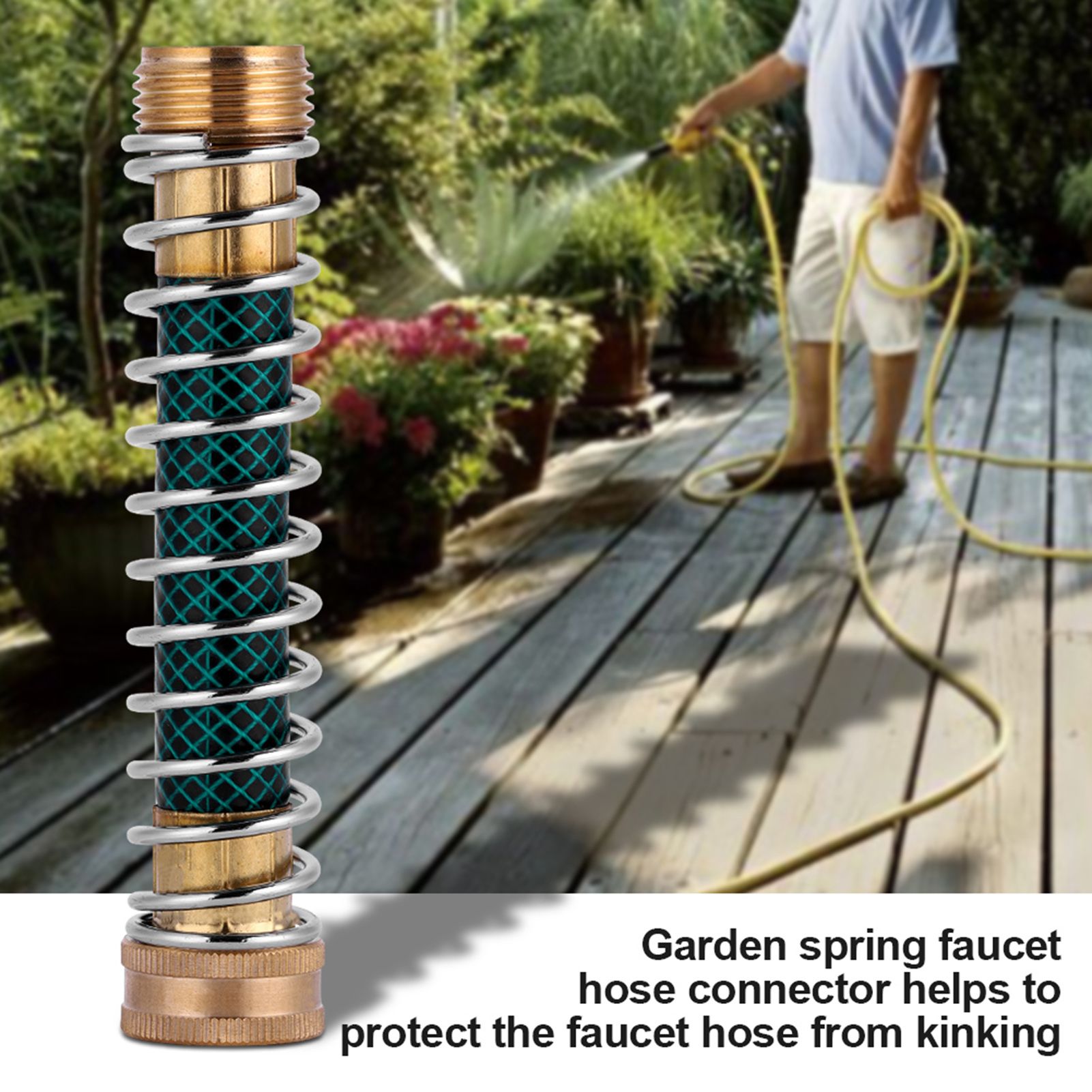 Garden Faucet Extension Hose Connector Spring Coil Kink Protector Irrigation view 3