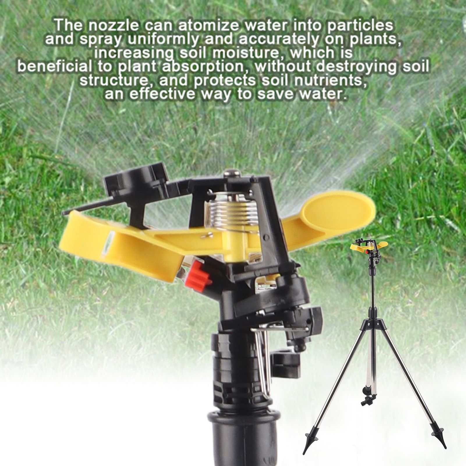 Stainless Steel Tripod Water Irrigation Tool Sprinkler Auto System Garden Lawn view 9