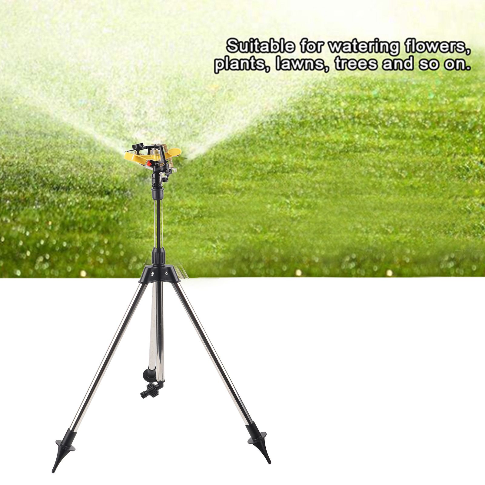 Stainless Steel Tripod Water Irrigation Tool Sprinkler Auto System Garden Lawn view 11