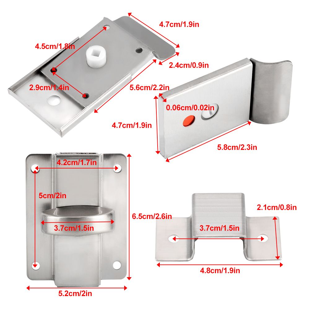Bathroom Toilet Privacy Bolt Door Lock with Vacant Engaged Indicator and Screw view 13