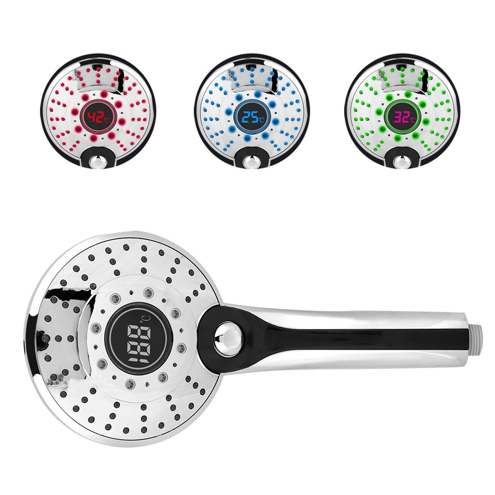 Digital Display Handheld Shower Head with 3-color Temperature Control LED view 12