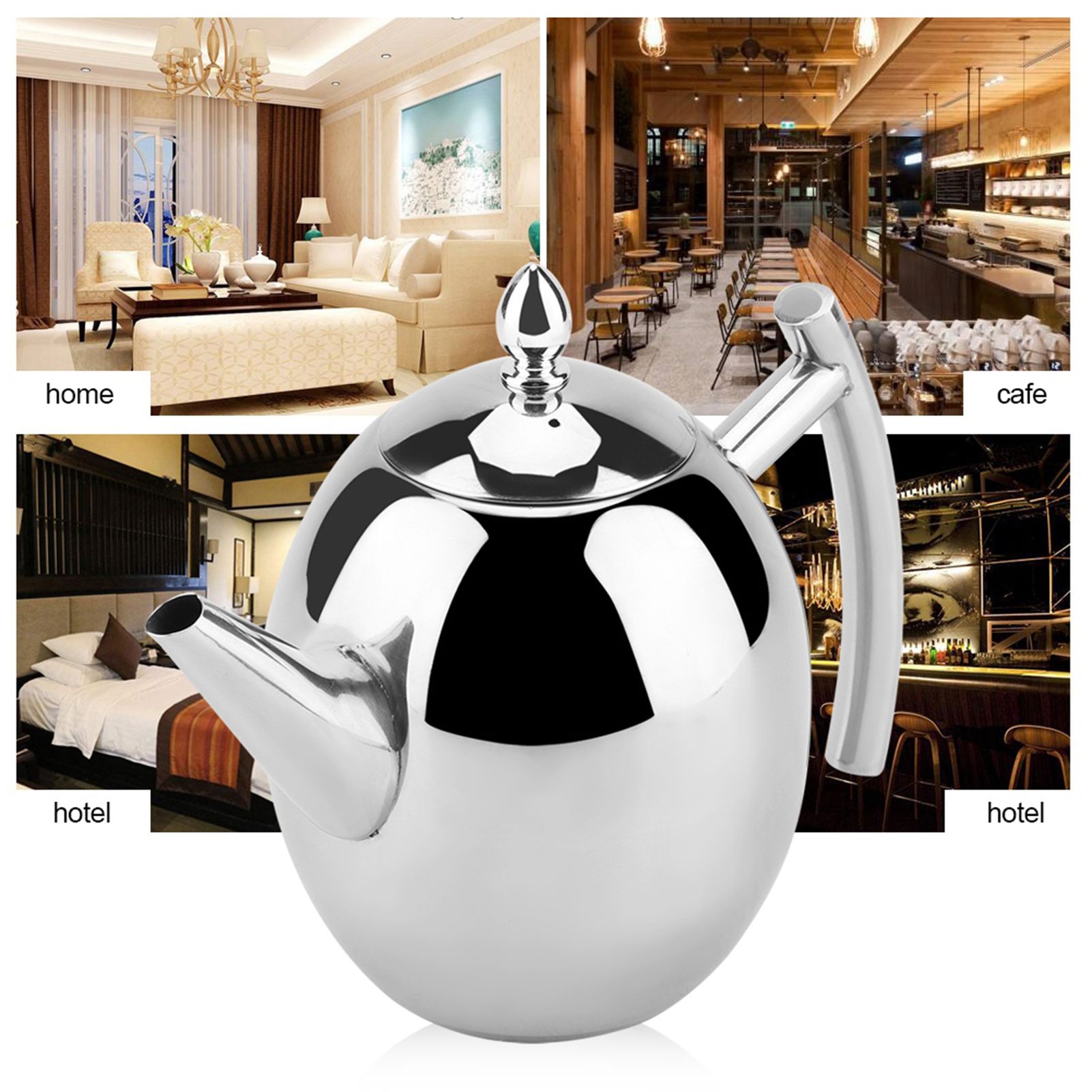 Stainless Steel Teapot Tea Coffee Water Kettle Container with Removable Mesh view 10