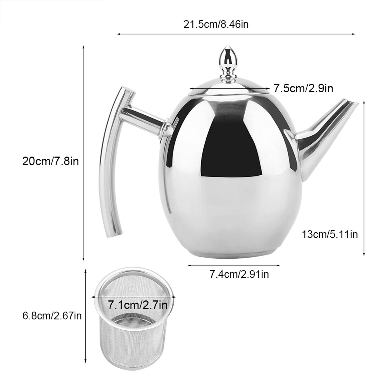 Stainless Steel Teapot Tea Coffee Water Kettle Container with Removable Mesh view 12