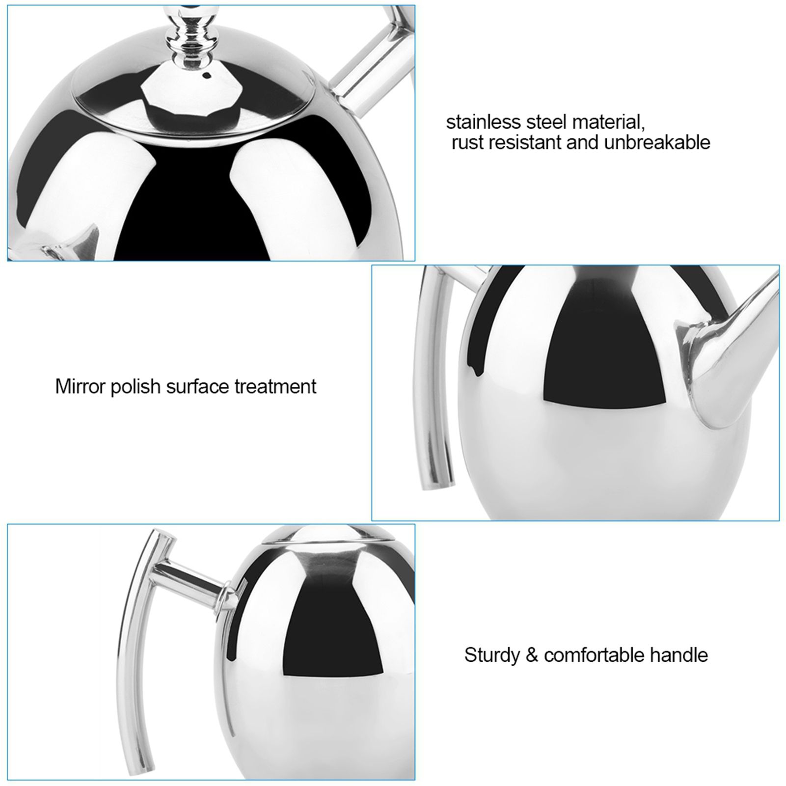 Stainless Steel Teapot Tea Coffee Water Kettle Container with Removable Mesh view 13