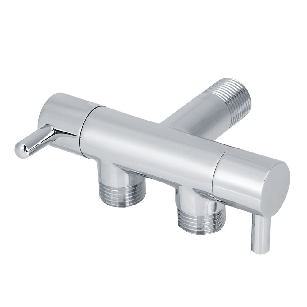 Brass Two Way Valve Faucet Outlet Water Distribution Polishing for Toilet view 4