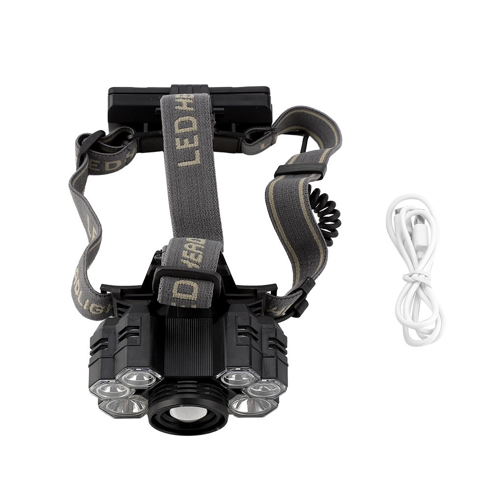 USB Rechargeable 7LED High Bright Headlight Head Torch Lamp for Outdoor