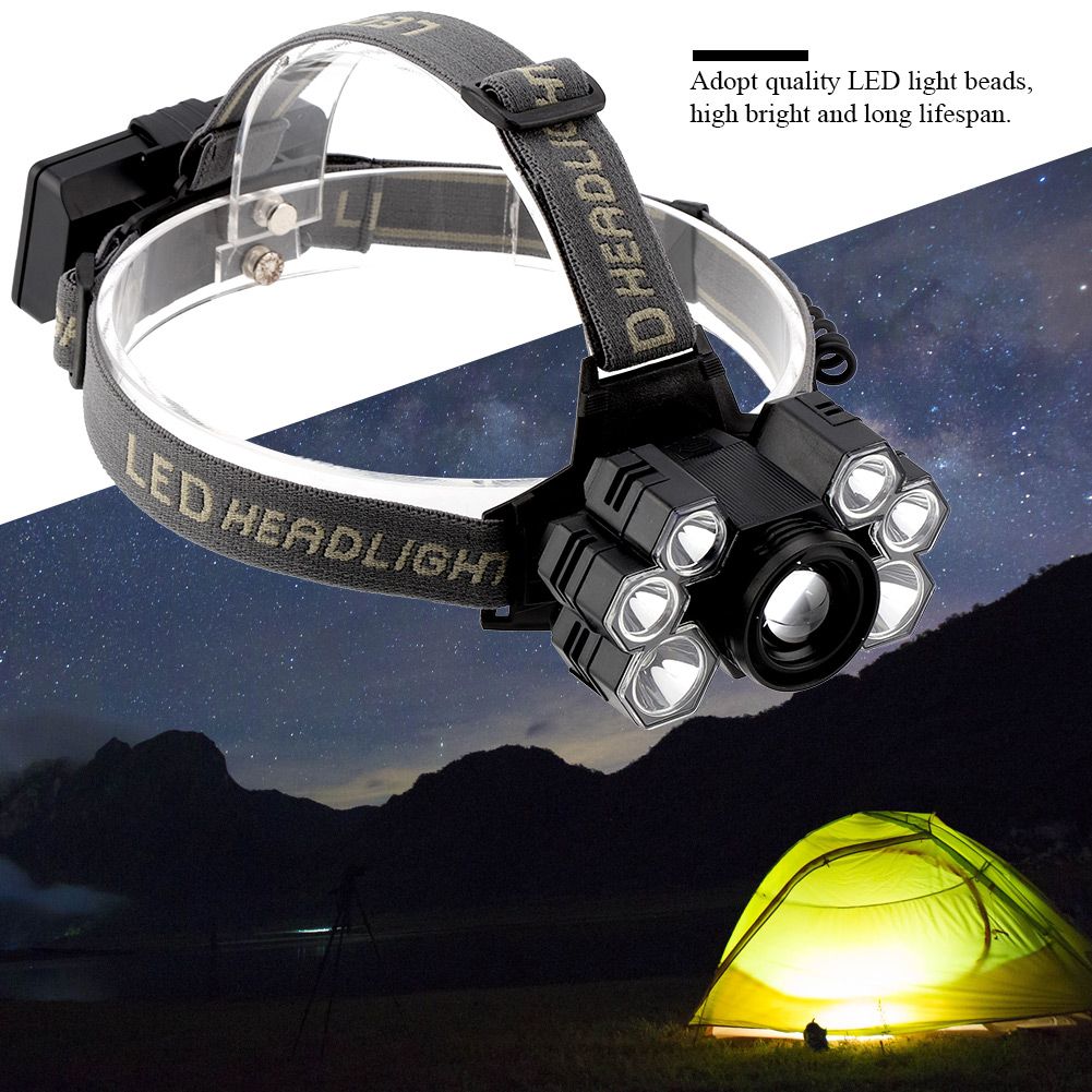 USB Rechargeable 7LED High Bright Headlight Head Torch Lamp for Outdoor view 6