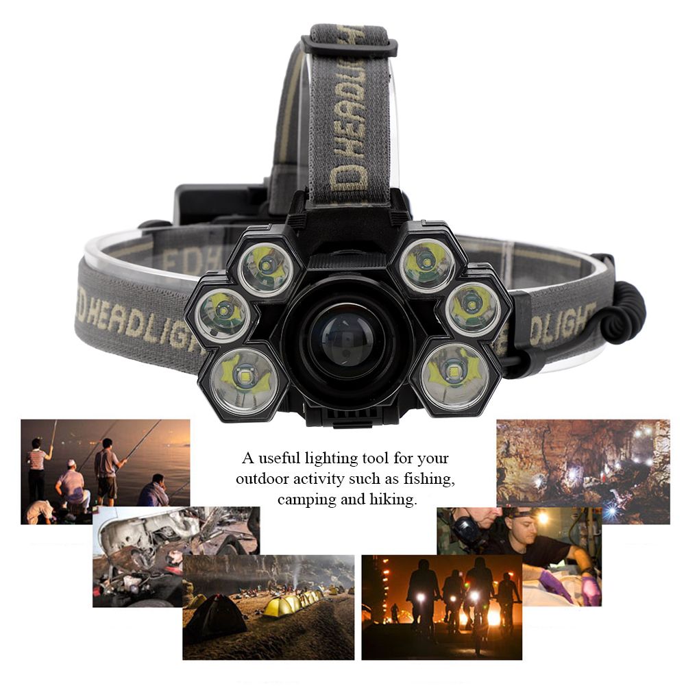 USB Rechargeable 7LED High Bright Headlight Head Torch Lamp for Outdoor view 7