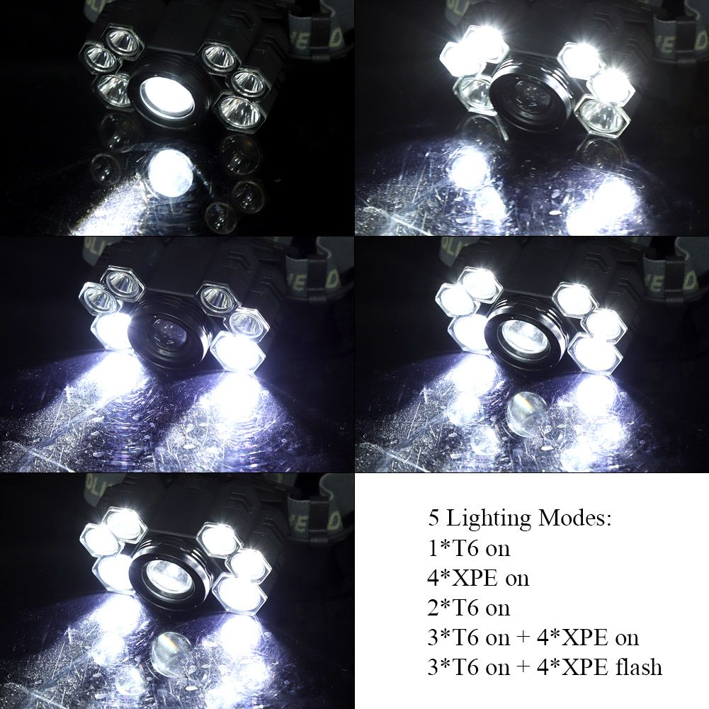 USB Rechargeable 7LED High Bright Headlight Head Torch Lamp for Outdoor view 9