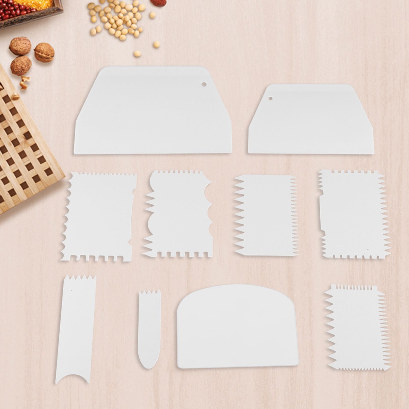 10pcs/set Plastic Baking Edge Dough Scraper Cutter Pastry Spatulas Cake view 6