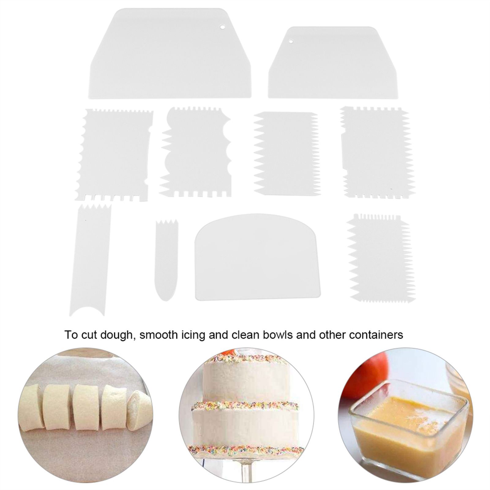 10pcs/set Plastic Baking Edge Dough Scraper Cutter Pastry Spatulas Cake view 9