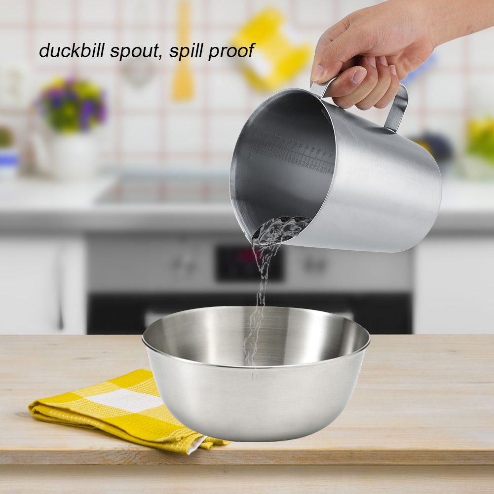 2000ml Large Stainless Steel Measuring Cup Mug Milk Frothing Pitcher Jug for view 4