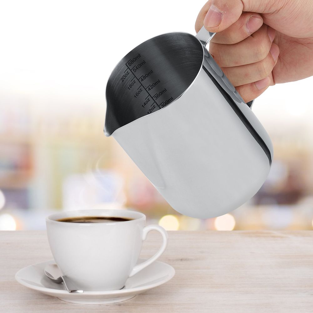 600ml Stainless Steel Measuring Cup Mug Milk Frothing Pitcher Jug for Latte view 2