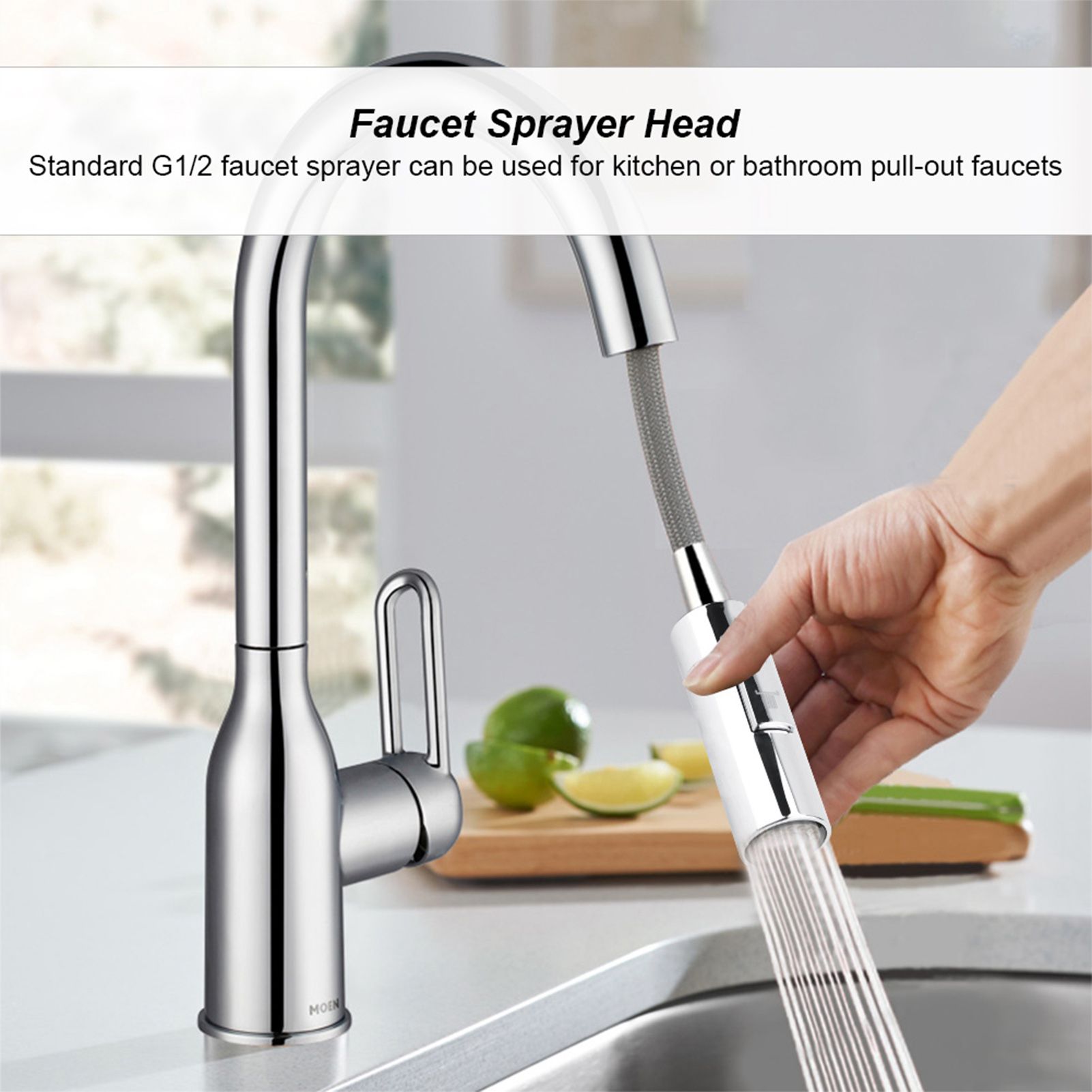 Kitchen Bathroom Pull Out Faucet Sprayer Shower Water Tap Spray Head view 14