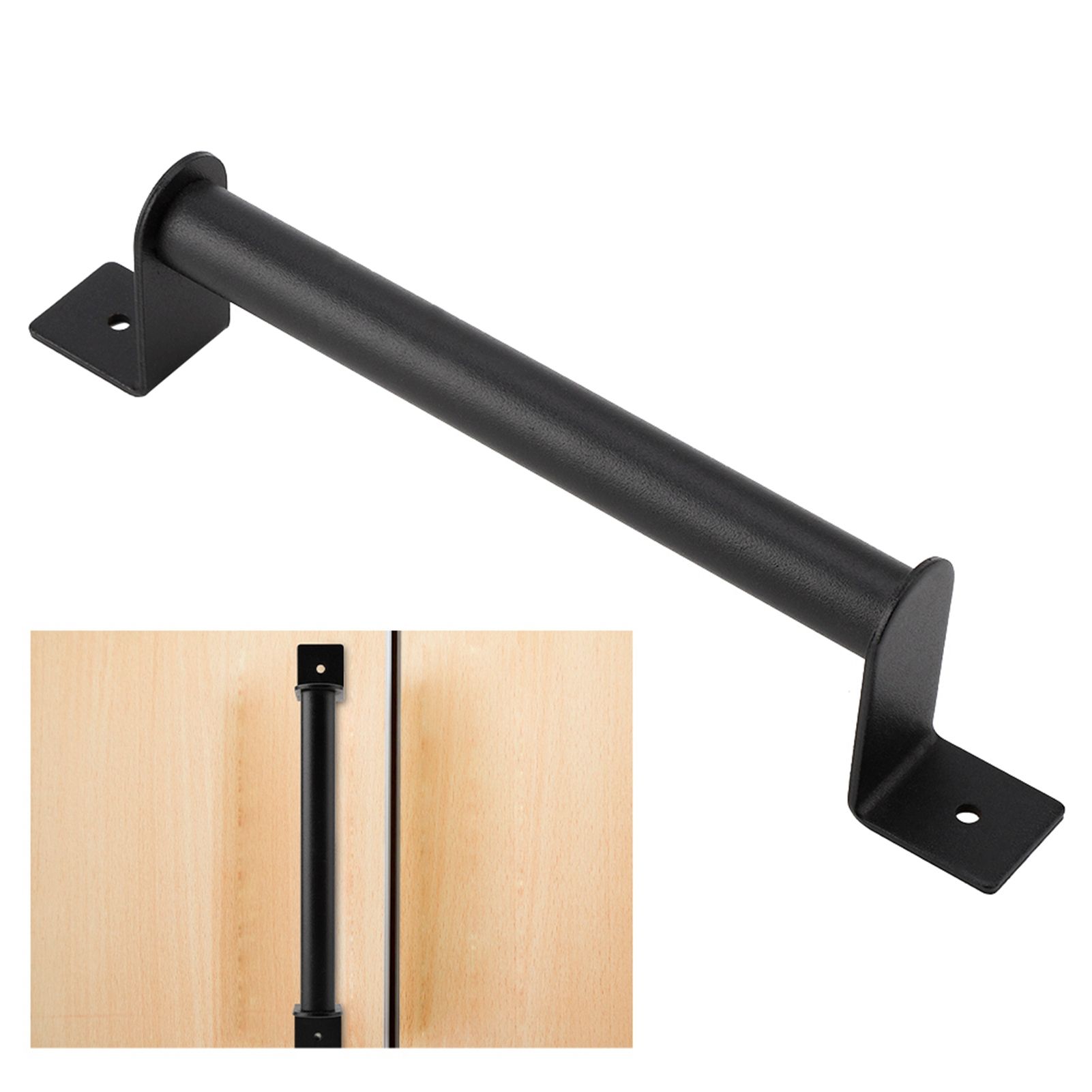 Black Heavy Duty Carbon Steel Pull Handle for Sliding Barn Door Closet Wooden view 12