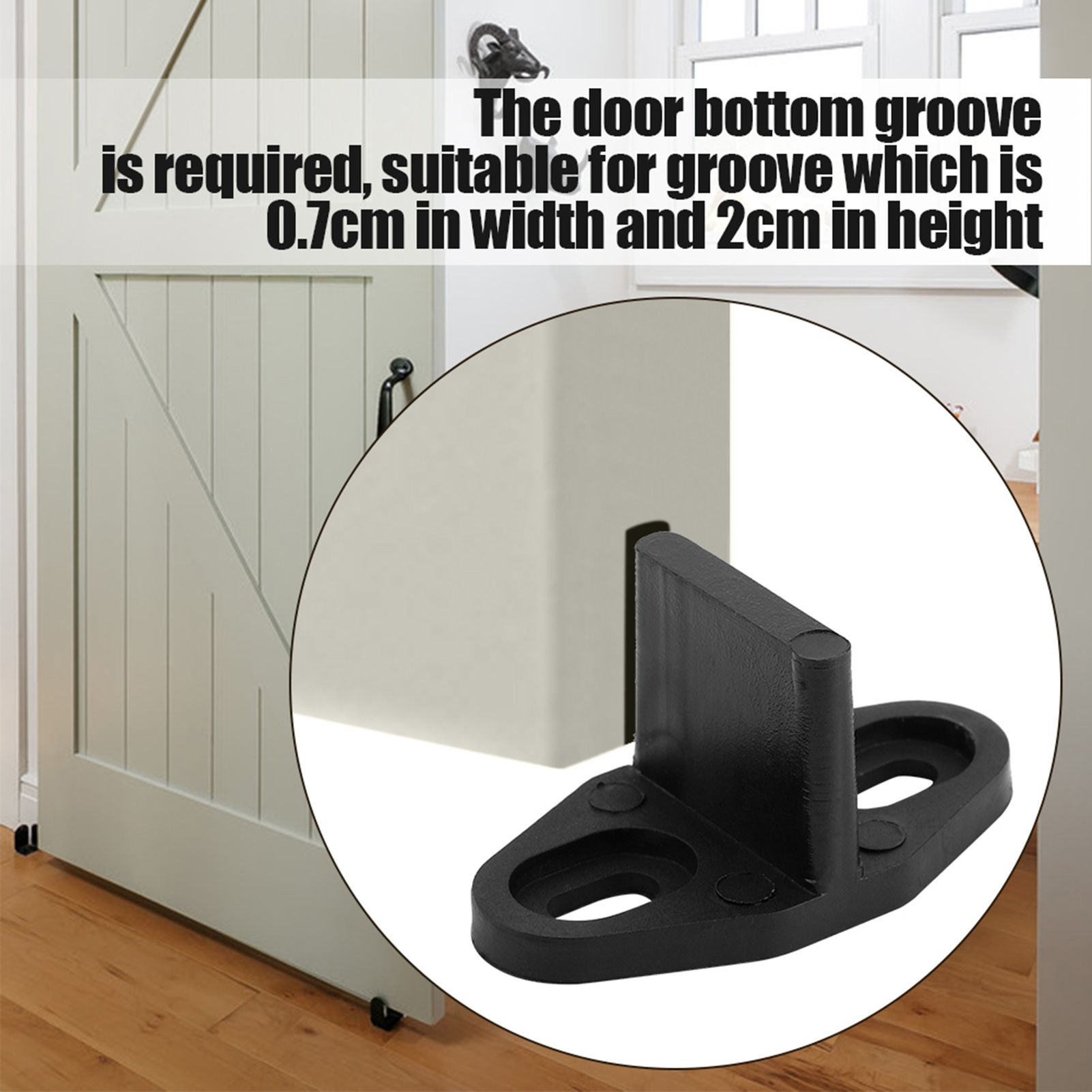 Black Coated Plastic Floor Guide for Sliding Barn Door Bottom Gate Hardware view 2