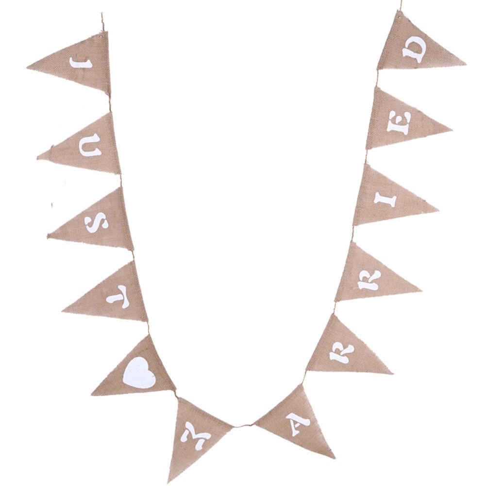 12pcs/ Set Fashionable Cloth Triangle Banner Just Married English Letter for