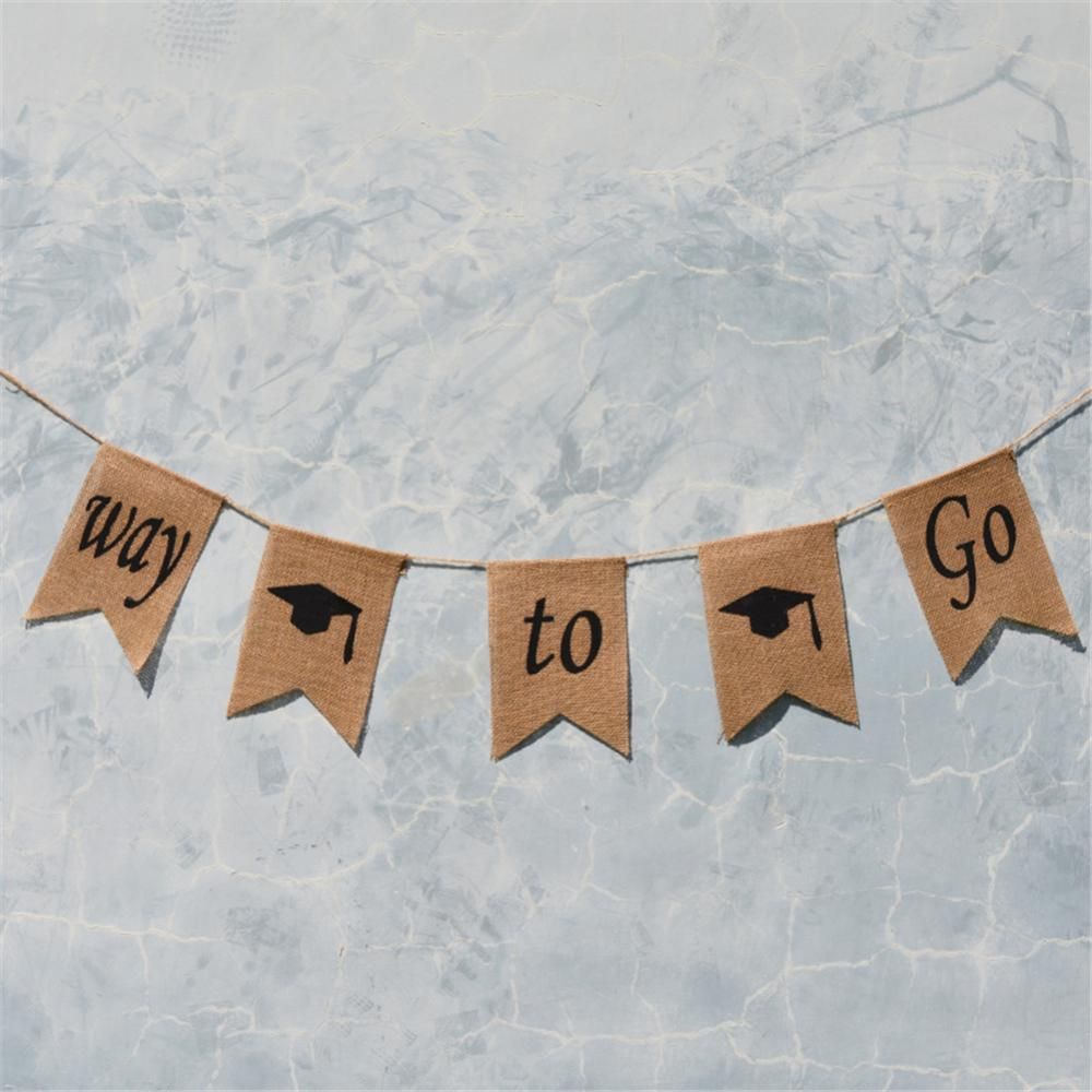 Doctoral Cap Burlap Banner Hanging Linen Swallowtail Flags for Graduation view 3