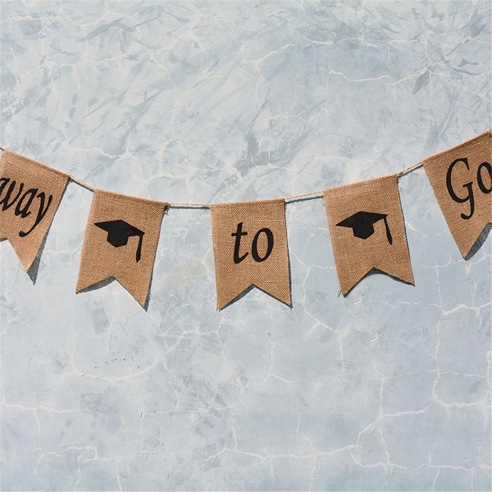 Doctoral Cap Burlap Banner Hanging Linen Swallowtail Flags for Graduation view 5