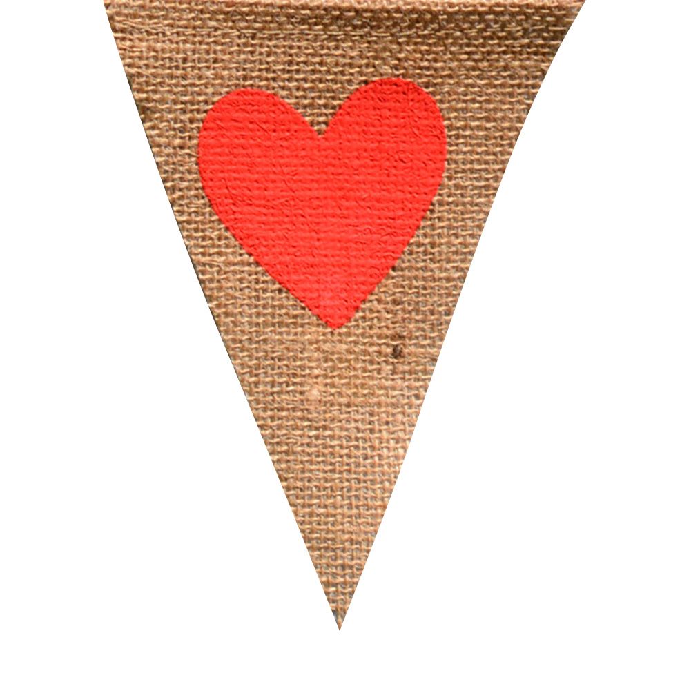 LOVE Triangle Linen Hanging Flags Banner Bunting for Wedding Bridal Shower view 2