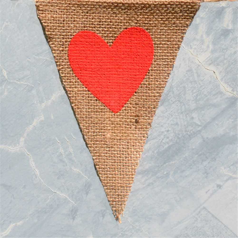 LOVE Triangle Linen Hanging Flags Banner Bunting for Wedding Bridal Shower view 4
