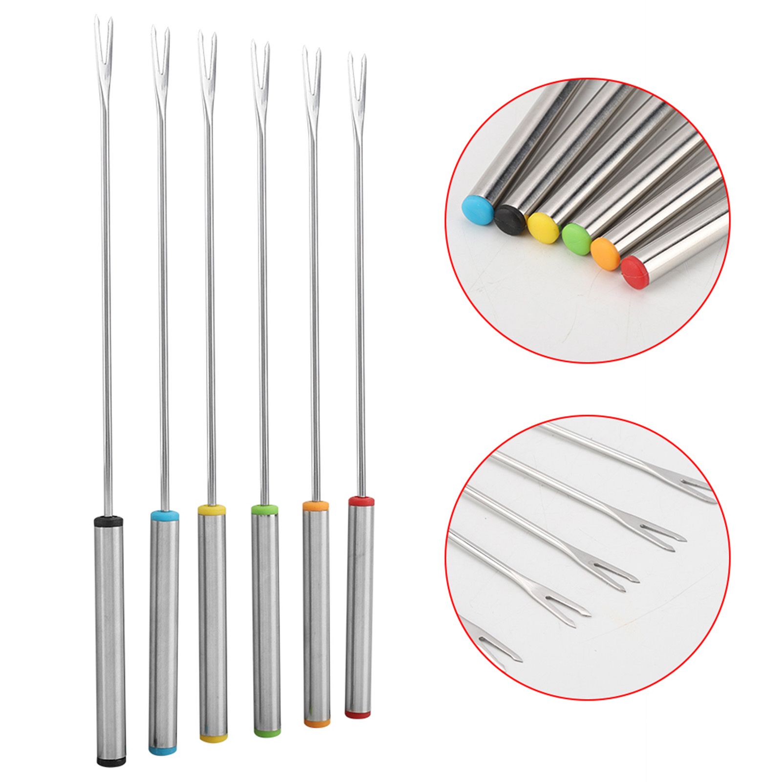 6pcs/Set Stainless Steel Chocolate Cheese Dessert Fondue Pot Forks Kitchen view 12