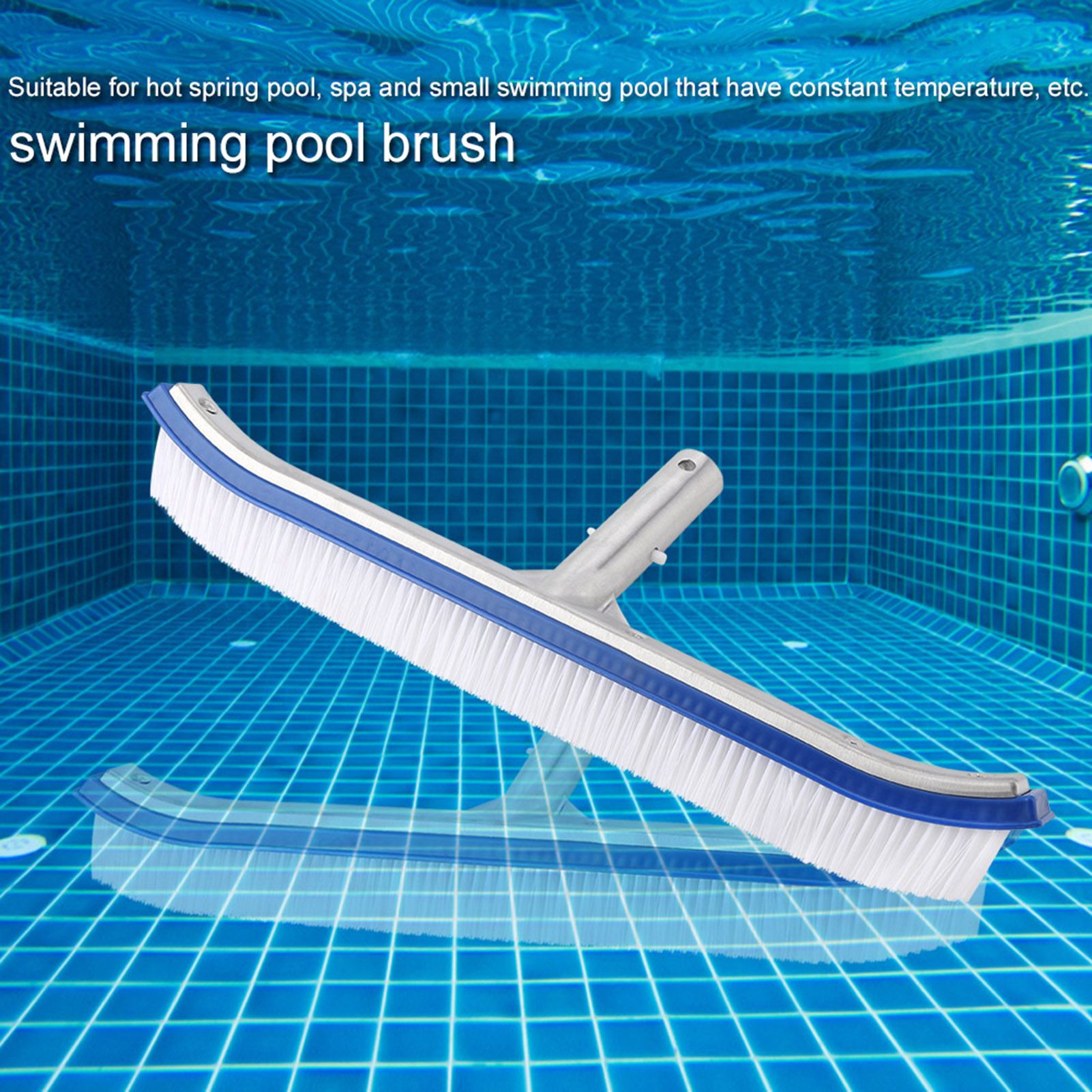 18in Swimming Pool Wall Brush Cleaning Tools Aluminum Handle for Pond Spa Hot view 3