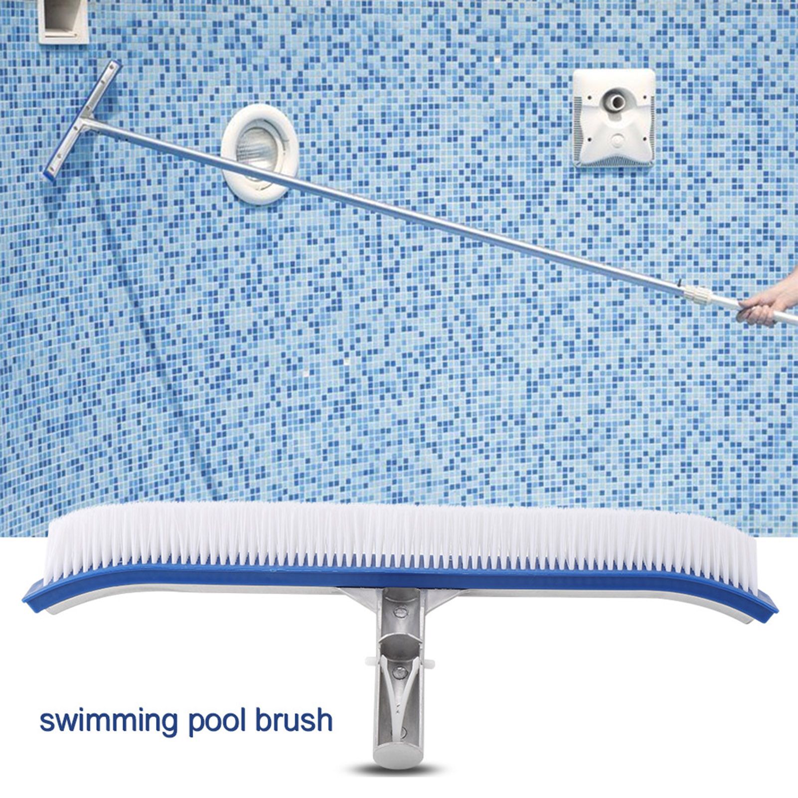 18in Swimming Pool Wall Brush Cleaning Tools Aluminum Handle for Pond Spa Hot view 4