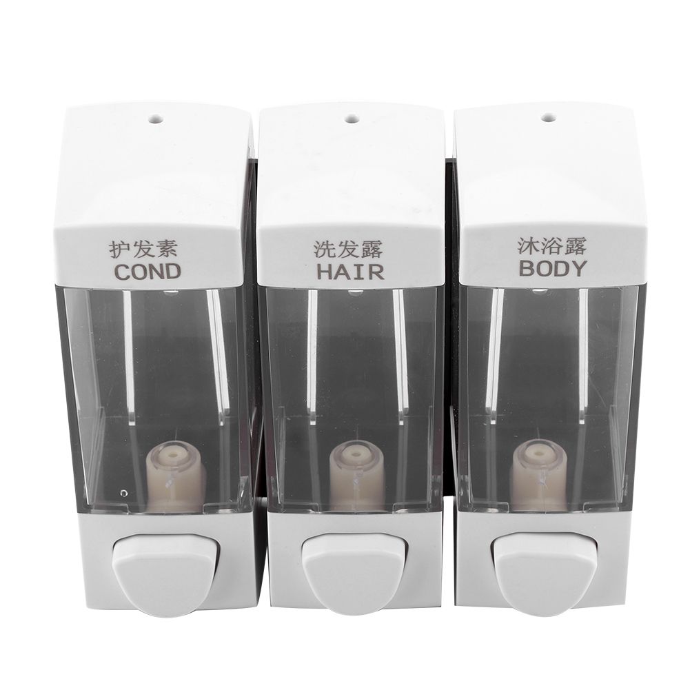 Wall Mounted 3-Chamber Liquid Lotion Shampoo Soap Dispenser Set Bathroom view 4