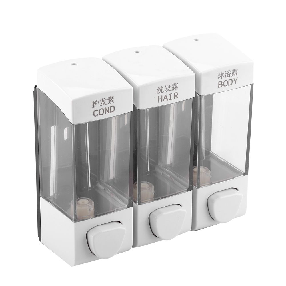 Wall Mounted 3-Chamber Liquid Lotion Shampoo Soap Dispenser Set Bathroom view 5