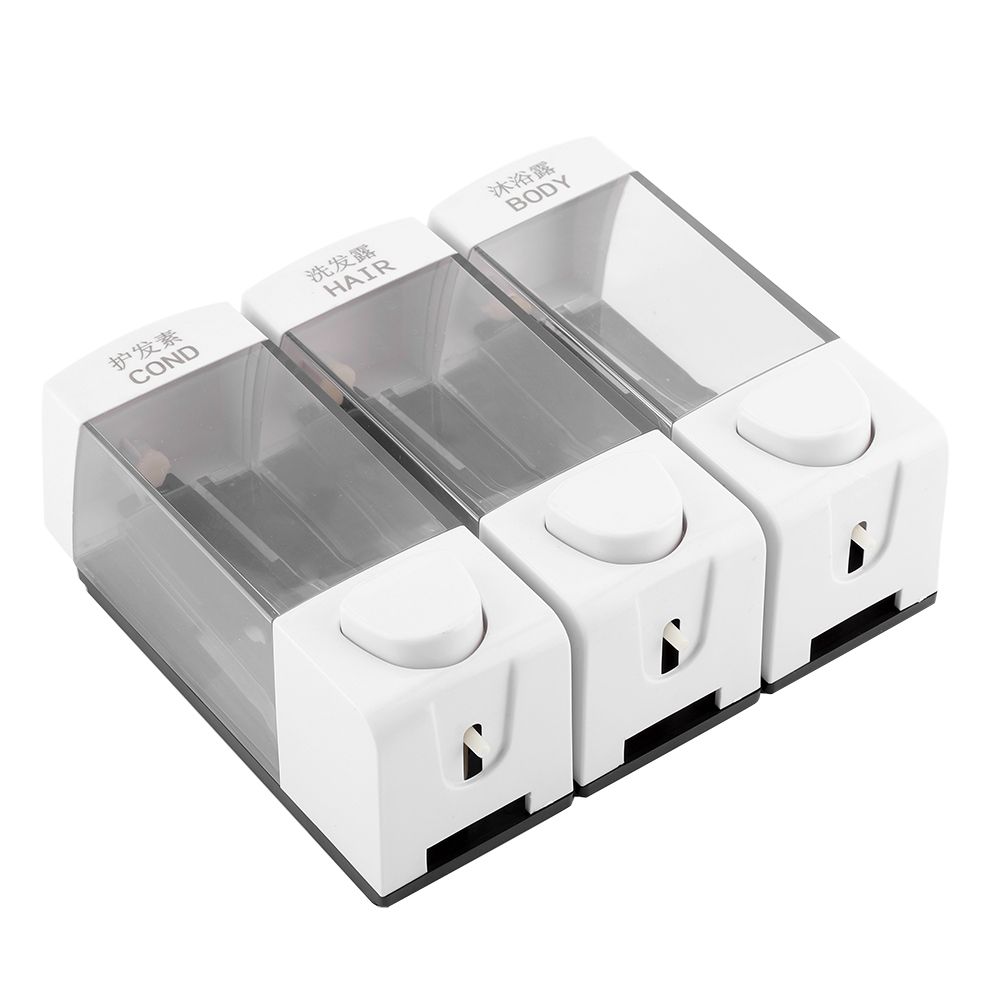 Wall Mounted 3-Chamber Liquid Lotion Shampoo Soap Dispenser Set Bathroom view 6