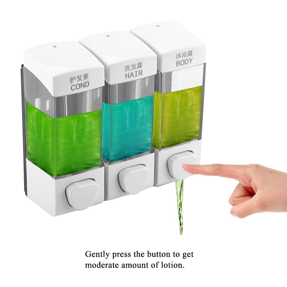 Wall Mounted 3-Chamber Liquid Lotion Shampoo Soap Dispenser Set Bathroom view 9